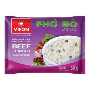Vifon Instant Rice <b>Noodle</b> Beef Flavour 60g, Export Quality Instant Rice <b>Noodles</b> with Beef Flavor - Product Image 1