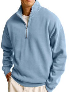 Sweat-shirt pour homme en polaire premium avec fermeture éclair, col montant, confortable pour le quotidien, marque privée, OEM, vente en gros, vêtements USA - Product Image 2