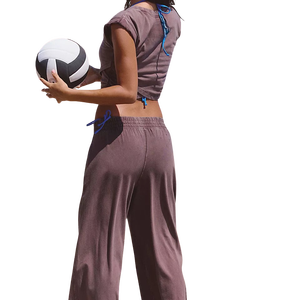Conjunto Deportivo de 2 Piezas para Mujer, Top Corto sin Mangas y Pantalones Largos, Color Sólido, Tejido de Punto, Conjuntos de Verano - Product Image 2