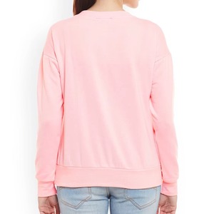 Sudadera Personalizada para Mujer, Color Rosa, Adornada con Perlas, Pedrería y Flores, Cuello Redondo, Sudadera de Algodón para Mujer, Moda OEM al por Mayor - Product Image 5