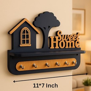 Reclaimed Wood White-Wash <b>Rustic</b> Key Rack Farmhouse Mirror Hooks Wholesale - Product Image 5