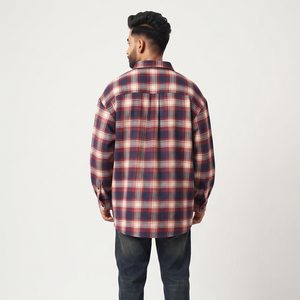 <b>Men</b> <b>Flannel</b> Long <b>Shirts</b> Loose Fit Oversize Night Wear Top Casual 100% Cotton Polyester Baggy Drop Shoulder Long <b>Shirts</b> <b>Men's</b> - Product Image 2
