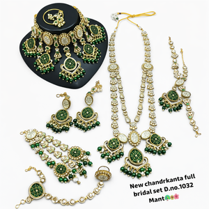 ชุดเครื่องประดับเจ้าสาวแบบเต็มชุด รุ่นจันทราคันตนา ประดับด้วยลูกปัดสีเขียวและเพทาย ชุบทอง |   สร้อยคอ ต่างหู มงกุฎเจ้าสาว คุณภาพสูง - Product Image 2