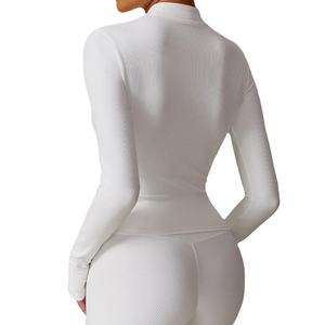 Camiseta de manga larga para Yoga, camisetas deportivas para entrenamiento físico, ropa de gimnasio para mujer, ejercicio para correr, secado rápido, cremallera, traje de Yoga, abrigo, ropa deportiva - Product Image 2