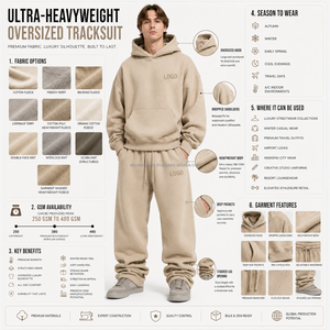 Ensemble de survêtement personnalisé avec logo imprimé en relief, coupe ample, en molleton épais, avec taille élastique et cordon de serrage, vêtements de sport - Product Image 5