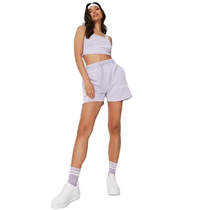 Robe d'été en molleton 100% coton pour femmes, tenue de soirée décontractée, soutien-gorge et short de sport, étiquette brodée et imprimée personnalisée, 2 pièces, nouvelle collection - Product Image 1