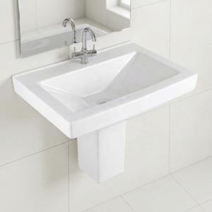 Easy Clean Modern European Design Ceramic Half Pedestal Wash Basin Sink For Hospital - Product Image 4