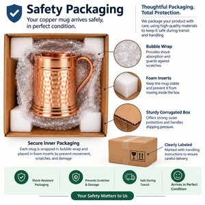 Pure Copper Beer Mug Hammered Finish <b>Moscow</b> <b>Mule</b> Mug 18 oz Capacity Metal Drinkware <b>Cup</b> with Handle for Home Party Bar Decor - Product Image 5