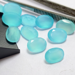 Piedras Preciosas de Calcedonia Aqua Natural, Corte Ovalado, Pulimentadas para Joyería - Product Image 3