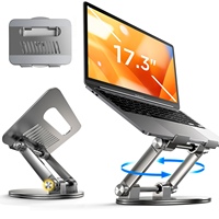 Support portable pliable LISEN 2026 pour ordinateur portable et téléphone, avec bouton pivotant, rehausseur en aluminium réglable, support ergonomique pour la maison, le bureau et les voyages