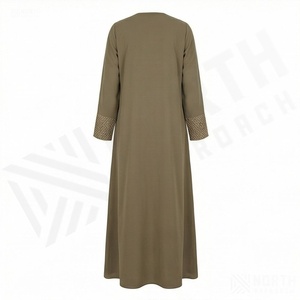 Abaya Kimono OEM 2025 pour femmes musulmanes, en tissu polyester épais, doux et très extensible, col en V, manches longues, ornée de perles, longueur cheville - Product Image 2