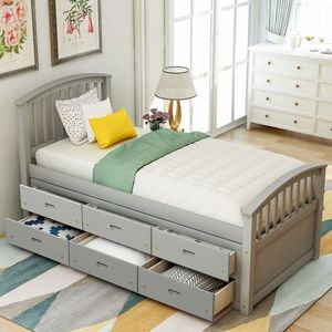 Letto a piattaforma in legno massello Orisfur Twin Size con 6 cassetti per bambini - Product Image 4
