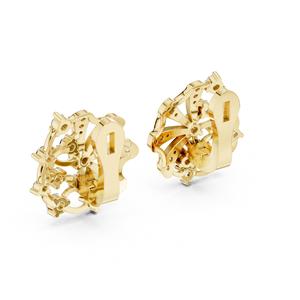 Boucles d'oreilles créoles en or rose 18 carats certifiées VDS IGI avec diamants naturels taille brillant |   HI-VSSI Diamond Fan Floral Stud pour femme, tendance - Product Image 2