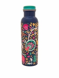 Enamel Printed Pure Copper Handmade <b>Decorative</b> Eco-Friendly Water Bottle <b>Lid</b> Tea Infuser Classic Design Screw-On Cap Travel Use - Product Image 3