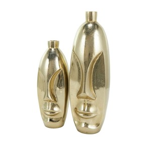 Vase à fleurs en aluminium plaqué or et argent, design moderne de qualité supérieure, en forme de visage, pour la maison, le jardin, la table, les mariages, Noël - Product Image 1