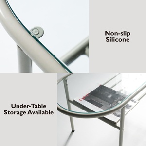 โต๊ะกาแฟฐานเหล็กทันสมัยพร้อมกระจกนิรภัยด้านบนสำหรับเฟอร์นิเจอร์ห้องนั่งเล่นหรือใช้ในบ้าน - Product Image 5