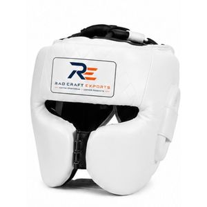 Protector de Cabeza para Boxeo RAO CRAFT EXPORTS, Cuero PU, Unisex, Equipo Deportivo de Protección para Adultos, Color Blanco Sólido, Cierre de Hebilla - Product Image 3