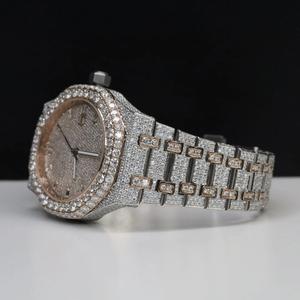 Custom Handmade Full White Gold Iced Out Dial VVS Moissanite <b>Diamond</b> Mechanical Fully Customized For Men's Wrist <b>Watch</b> - Product Image 4