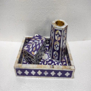Ensemble de Bukhoor en nacre violette de luxe avec plateau en résine, porte-encens, boîte de rangement, décoration d'intérieur artisanale, cadeau - Product Image 1
