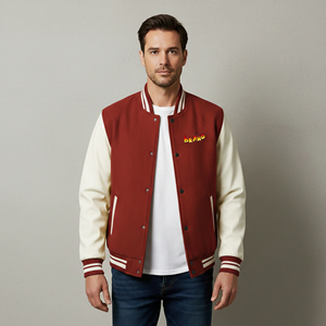 New Arrival High Quality 100% Wool Winter Men's Hooded Varsity Jacket Custom Silk Screen Printed Canvas Polyester Lined Front - Product Image 1