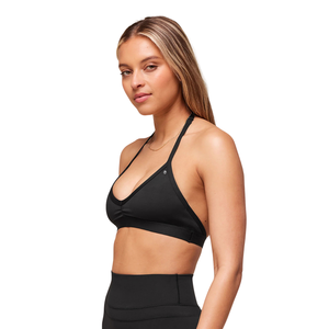 Sujetador Deportivo Minimalista para Mujer con Logotipo Personalizado, Soporte Ligero, Nailon y Spandex Transpirable, Top de Yoga con Tirantes, para Entrenamiento, Gimnasio, Fitness, Color Negro Sólido - Product Image 4