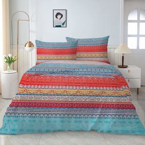 Set Copripiumino 3 Pezzi Motivo Boho Arancione e Blu, Misura Super/King California per Adulti, Decorazione Camera da Letto, Leggero, Set Biancheria da Letto 3 Pezzi - Product Image 1