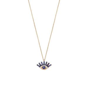 Collier pendentif œil porte-bonheur en or blanc 14 carats plaqué or pour femme AMBER JEWELS, diamant de laboratoire taille brillant certifié IGI, cadeau de luxe - Product Image 2