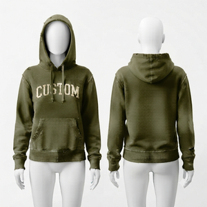 Sweat-shirt à capuche personnalisé en coton vert avec poche, design unisexe, vêtement décontracté pour l'automne - Product Image 1