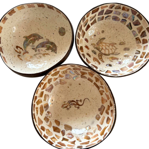 Cuenco de Coco Tropical Zen - Incrustaciones de Madreperla - Decoración para Meditación y Hogar - Product Image 1