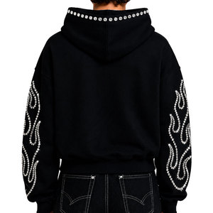 Sudadera con Capucha Personalizada para Hombre, con Pedrería, de Felpa, Corte Holgado, 100% Algodón, Transpirable y Cómoda, Estilo Urbano - Product Image 3