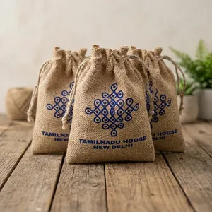 Stylish Jute Fabric <b>Potli</b> 10x8 Inch Traditional Drawstring Pouch for Return Gifts Wedding Accessories Festival Gifting - Product Image 3