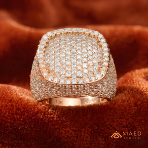 Custom 18K Rose Gold Plated Iced Out Signet Ring Luxury <b>Cushion</b> Cut Lab Diamond Men's Ring Hip Hop <b>Statement</b> Jewellery - Product Image 4