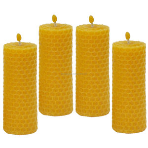 Premium Textured Yellow Beeswax Pillars – Sustainable Chemical-Free Home Decor Single Unit - Product Image 3