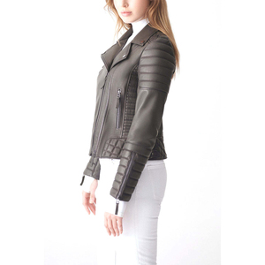 OuteWholesale New Arrival Cheap Price Women Motorcycle Leather Jacket High Quality Custom Design Embroidery Button Fashionable - Product Image 5