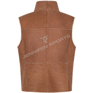 Chaleco de Pesca Multibolsillos con Logotipo Personalizado de Fábrica, Cuero Vacuno Genuino con Forro de Piel, Chaleco de Trabajo para Caza al Aire Libre - Product Image 3