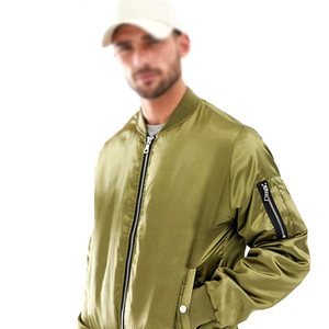Custom <b>Men's</b> Vintage Satin <b>Bomber</b> Letterman <b>Varsity</b> <b>Jackets</b> Stand Collar Front Embroidery High Street Style OEM for Winter - Product Image 4