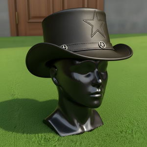 Chapeau haut de forme en cuir noir fait main de qualité supérieure, avec découpe tourbillonnante, style steampunk gothique - Product Image 3