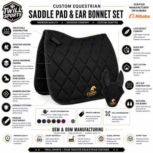 Almohadilla de Silla de Montar Acolchada Negra Personalizada con Logotipo Dorado, Malla Transpirable, Unisex, 140g, Tejida, Estampado Digital, Cintura Media, Sin Mangas - Product Image 4