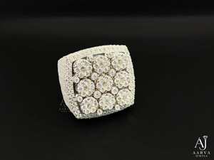 Bague Ice Out en Moissanite, taille ronde, sertie à griffes, plaquée rhodium, en argent 925, style Hip Hop, pour homme, idéale pour fiançailles et mariage - Product Image 1