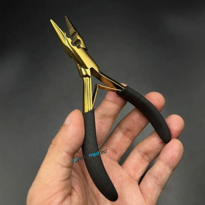 Custom Logo Micro <b>Beads</b> Plier Stainless Steel 2-Hole Hair <b>Extension</b> Tools with Gold Plasma & Black Foam Grip on Handle - Product Image 4