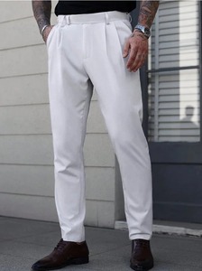 Pantalon de costume formel pour homme, coupe slim, luxueux, de haute qualité, en coton et polyester extensible, chino droit, respirant, pour un usage décontracté - Product Image 3