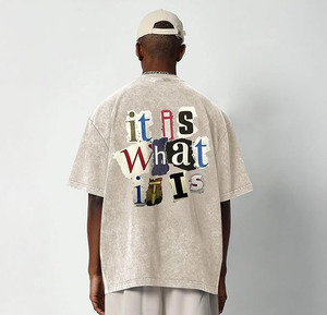 T-shirt vintage surdimensionné personnalisé 100% coton lourd écologique à manches courtes, style streetwear pour homme - Product Image 1