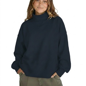 เสื้อสเวตเตอร์คอเต่าทรงโอเวอร์ไซส์สำหรับผู้หญิง สีพื้น ผ้าถักนิตติ้งจากฝ้ายผสมใยไผ่ ระบายอากาศได้ดี เหมาะสำหรับใส่ในฤดูใบไม้ร่วง - Product Image 2