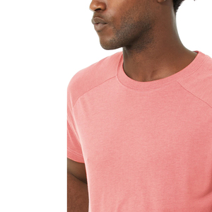 T-shirt pour homme rose à col rond et manches courtes, coupe classique, couleur unie, en coton tricoté, design décontracté et respirant - Product Image 5