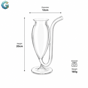Flauta de Vidrio Soplado a Mano TI, 20 cm de Altura, 12 cm de Diámetro, Sin Plomo, Diseño Moderno de Lujo, Multifuncional para Decoración de Mesa de Fiesta - Product Image 2