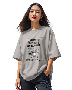 เสื้อยืดโอเวอร์ไซส์สำหรับผู้หญิง พิมพ์ลายกราฟิกด้านหน้า เสื้อยืดผู้หญิงทรงหลวม - Product Image 1