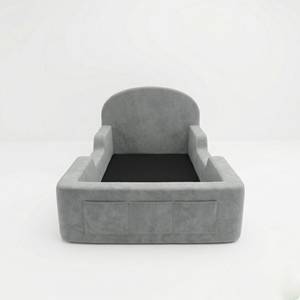 Lit bébé moderne pour enfants avec tissus en velours, structure entièrement en mousse, meubles de chambre à coucher - Product Image 6