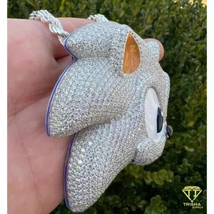 Collar de Lujo con Colgante de Personaje de Dibujos Animados, Diamante Cultivado en Laboratorio, Estilo Hip Hop, Joyería Urbana - Product Image 3
