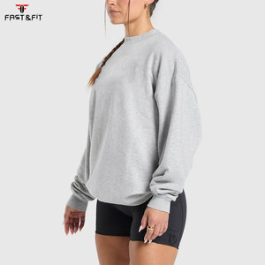 Custom Women's Breathable Streetwear Embroidered Crewneck Sweatshirts Loose Fit Long Sleeve Pullover - Product Image 3
