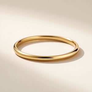 Bracelet jonc fin classique en or jaune massif 18 carats, minimaliste, poli, empilable, bijoux de luxe pour femmes - Product Image 3